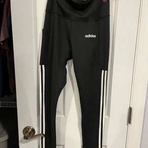 Adidas leggings black with white stripes